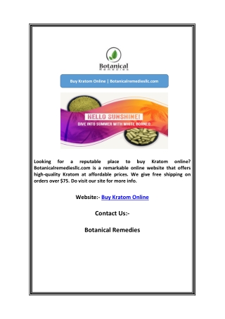 Buy Kratom Online | Botanicalremediesllc.com