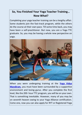 So, You Finished Your Yoga Teacher Training… Now What?