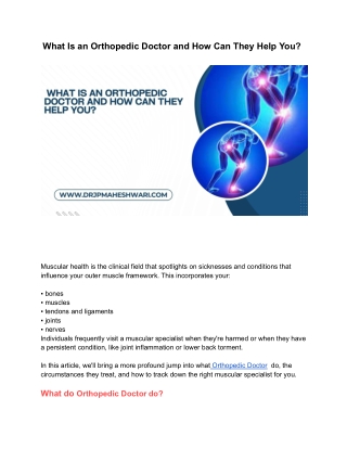 What Is an Orthopedic Doctor and How Can They Help You