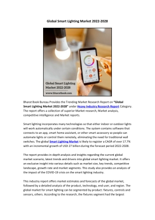 Global Smart Lighting Market 2022-2028