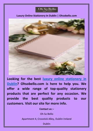Luxury Online Stationery In Dublin | Ohsobello.com