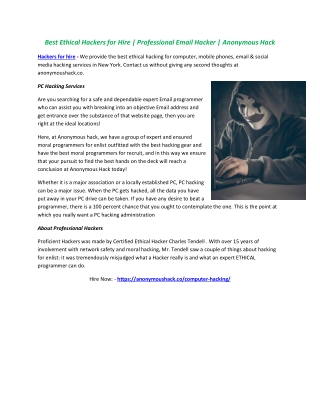Best Ethical Hackers for Hire | Professional Email Hacker | Anonymous Hack