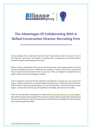 construction director recruitment
