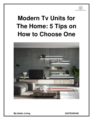 Modern TV Units for the Home 5 Tips on How to Choose One