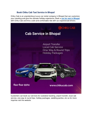 Chiku Cab Taxi Service in Bhopal