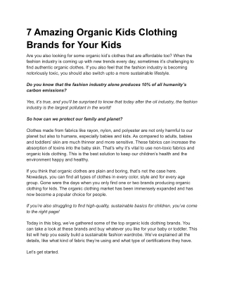 7 Amazing Organic Kids Clothing Brands for Your Kids