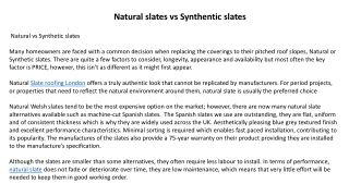 Natural slates vs Synthentic slates