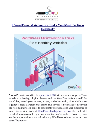 8 WordPress Maintenance Tasks You Must Perform Regularly