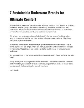 7 Sustainable Underwear Brands for Ultimate Comfort