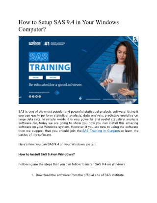 How to Setup SAS 9.4 in Your Windows Computer?