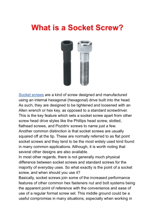 What is a Socket Screw?