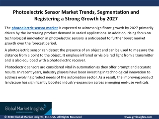 Photoelectric Sensor Market Trends, Segmentation and Registering a Strong Growth