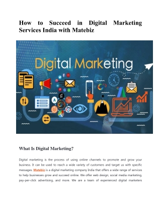 How to Succeed in Digital Marketing Services India with Matebiz