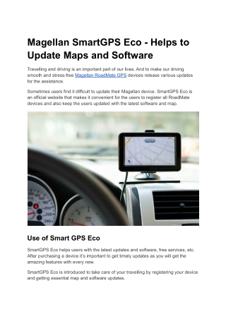 Magellan SmartGPS Eco - Helps to Update Maps and Software