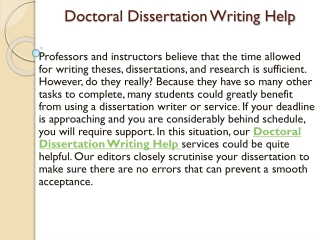 Doctoral Dissertation Writing Help