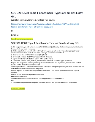 SOC-320-O500 Topic 1 Benchmark- Types of Families Essay GCU