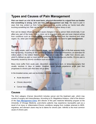 Types and Causes of Pain Management