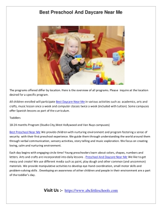 Best Preschool And Daycare Near Me