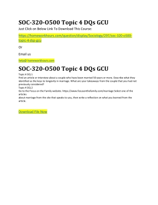 SOC-320-O500 Topic 4 DQs GCU