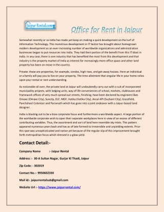 Office for Rent in Jaipur