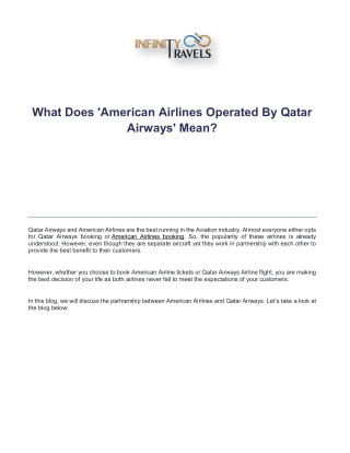 What Does 'American Airlines Operated By Qatar Airways' Mean