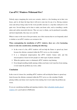 Can uPVC Windows Withstand Fire
