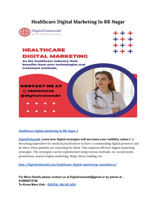 Healthcare Digital Marketing In RR Nagar