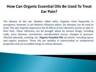 How Can Organic Essential Oils Be Used To Treat Ear Pain