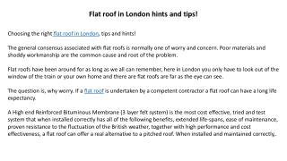 Flat roof in London hints and tips!