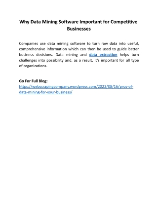Why Data Mining Software Important for Competitive Businesses