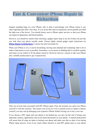 Fast & Convenient iPhone Repair in Richardson