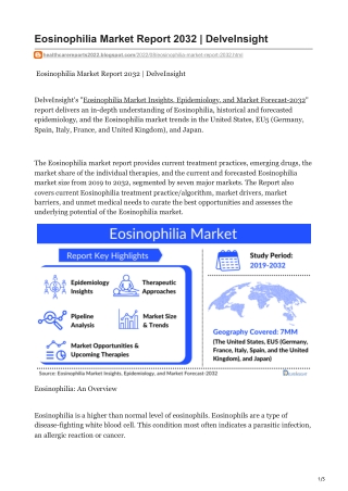 Eosinophilia Market Report 2032  DelveInsight