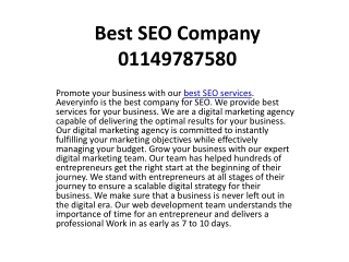 Best SEO Company 01149787580