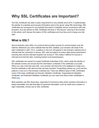 Why SSL Certificates are Important?