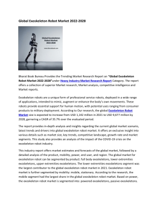 Global Exoskeleton Robot Market 2022-2028