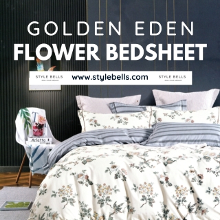 Buy Golden Eden Flower Bedsheet | Style Bells