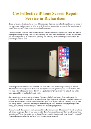 Cost-effective iPhone Screen Repair Service in Richardson
