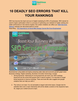 10 DEADLY SEO ERRORS THAT KILL YOUR RANKINGS