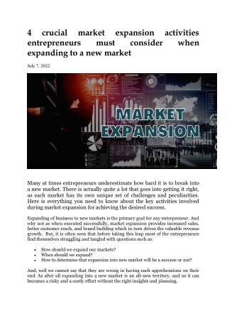 LinkedIn Ankur Sir - 4 crucial market expansion activities entrepreneurs must consider when expanding to a new market