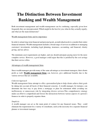 The Distinction Between Investment Banking and Wealth Management