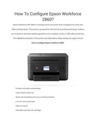 How To Configure Epson Workforce 2860? | Get Our Simple Steps