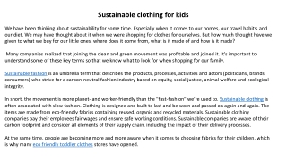 Sustainable clothing for kids