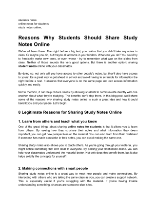 Reasons Why Students Should Share Study Notes Online - Website Blog.docx