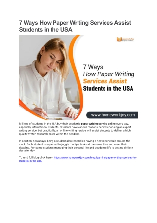 7 Ways How Paper Writing Services Assist Students in the USA
