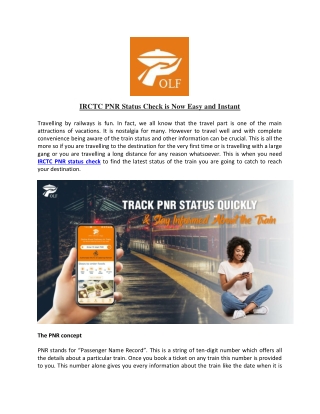 IRCTC PNR Status Check is Now Easy and Instant