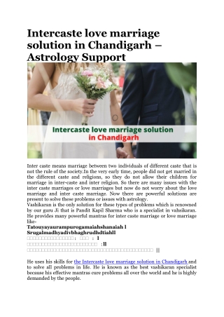 Intercaste love marriage solution in Chandigarh – Astrology Support