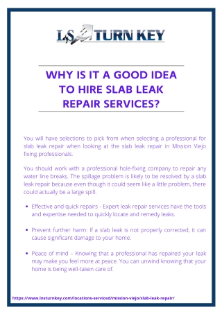 Why is it a good idea to hire slab leak repair services