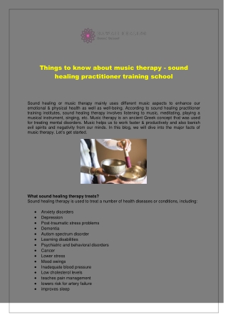 Things to know about music therapy - sound healing practitioner training school