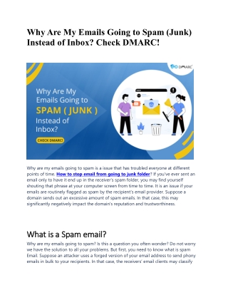 What is the Reason  Emails Go to Spam Instead of My Inbox?