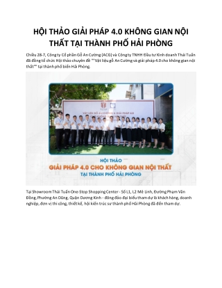 Hội thảo giải pháp 4.0 không gian nội thất tại thành phố Hải Phòng